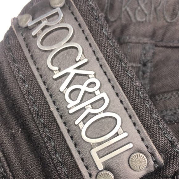 LIKE NEW BLACK ROCK & ROLL COWGIRL MIDRISE BOOT JEANS 31x32  CRYSTALS 💎 - Picture 2 of 13